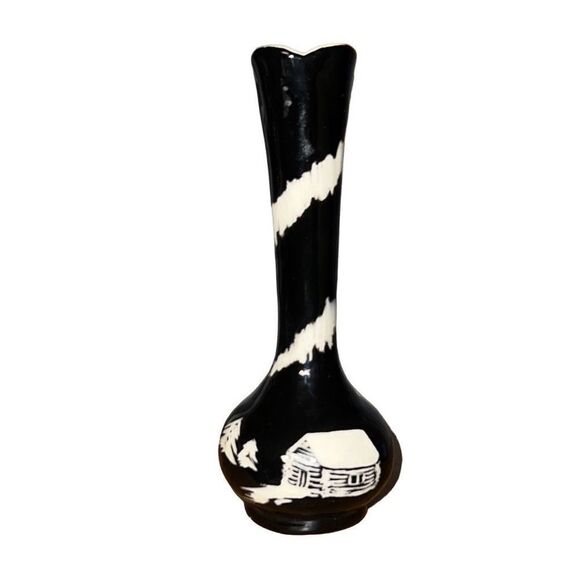 Vintage Oaxaca Black Pottery Vase | Signed - Vessel – Debra  Vintage The Mud Nest Black & White Alaska Cabin Scene Pottery Ceramic Vase